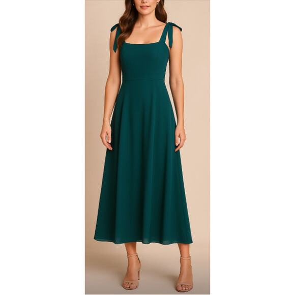 Lulu’s Emerald Green Tie Strap Maxi Dress Women’s Size Large NWT - Picture 1 of 11